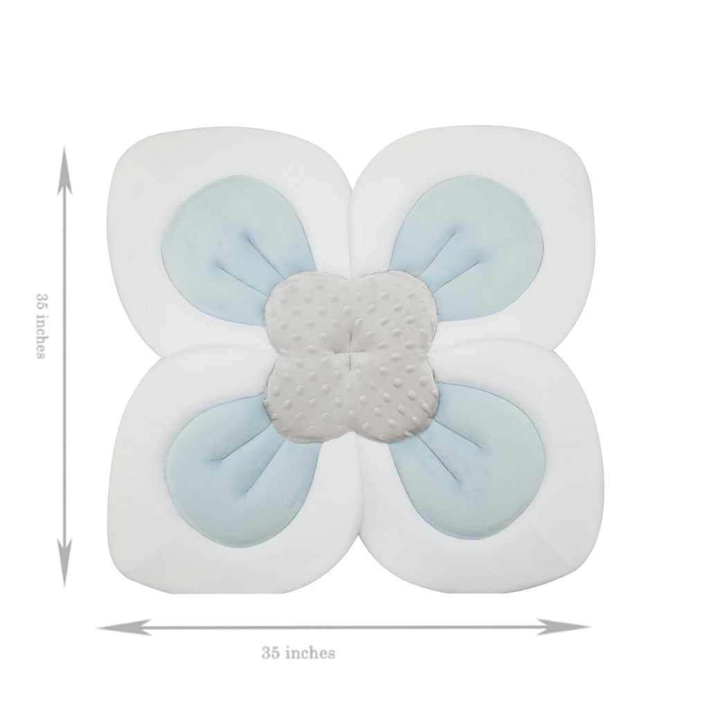 PandaEar Baby Bath Pad for Infant Newborn | Soft Flower Petals for Sink Bathtub Essentials Shower Gift (Grey)