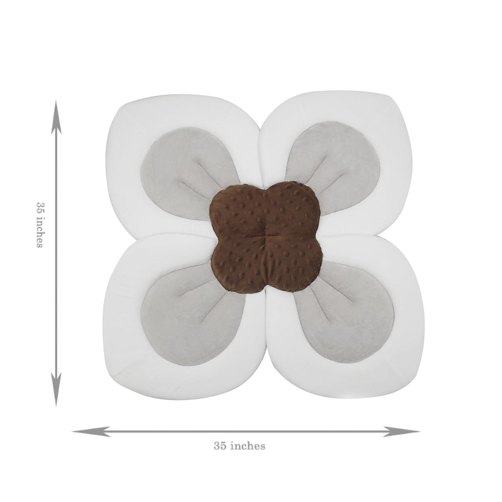 PandaEar Baby Bath Pad for Infant Newborn | Soft Flower Petals for Sink Bathtub Essentials Shower Gift (Grey)