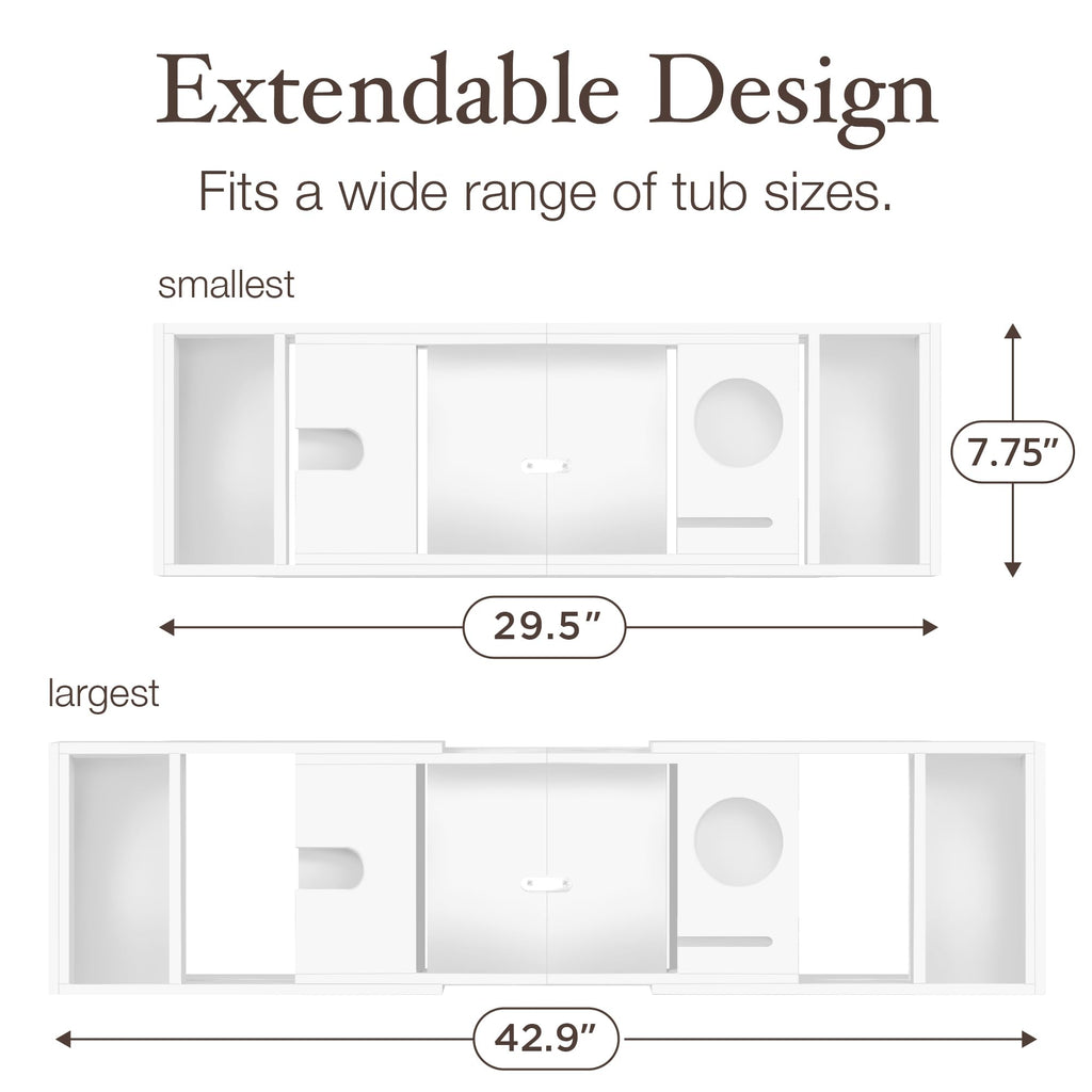 Wooden Bathtub Tray - Foldable & Expandable Bamboo Bath Tray for Tub with Wine Holder, Book & Tablet Stand - Bath Caddy Tray for Bathtub, Spa Bath Accessories, Tub Tray Table, (Brown)