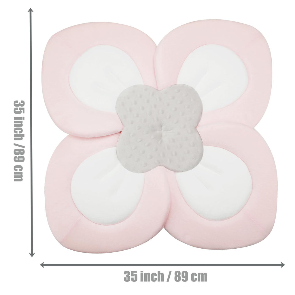 PandaEar Baby Bath Pad for Infant Newborn | Soft Flower Petals for Sink Bathtub Essentials Shower Gift (Grey)