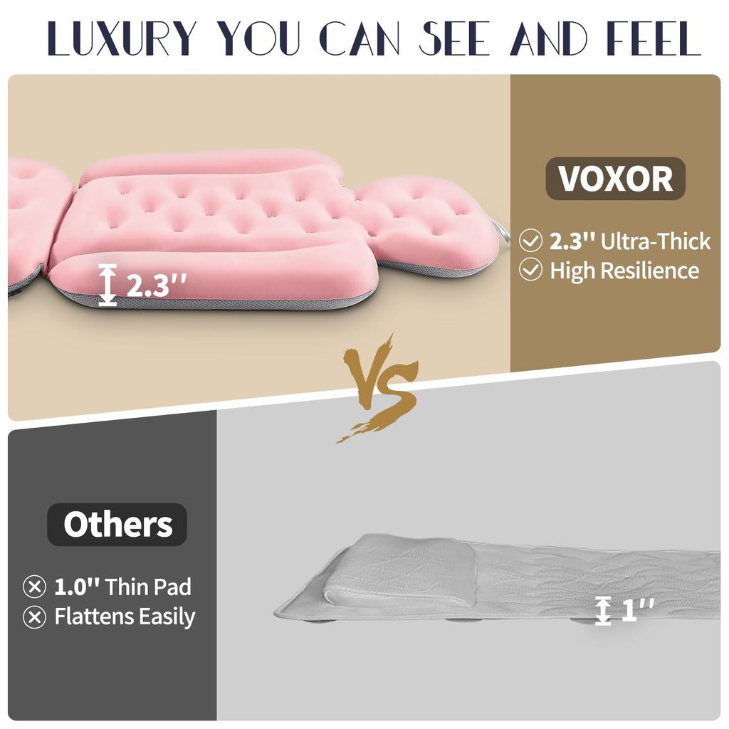 Full Body Bath Pillow for Bathtub, Thick Bathtub Cushion with Laundry Bag, Luxury Tub Pillow for Bath for Headrest Neck and Back Support Gray 51" x 16"