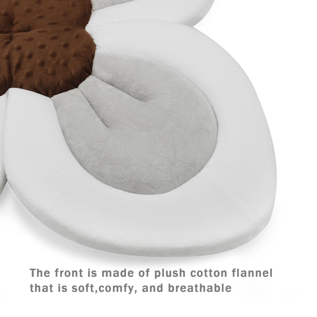 PandaEar Baby Bath Pad for Infant Newborn | Soft Flower Petals for Sink Bathtub Essentials Shower Gift (Grey)