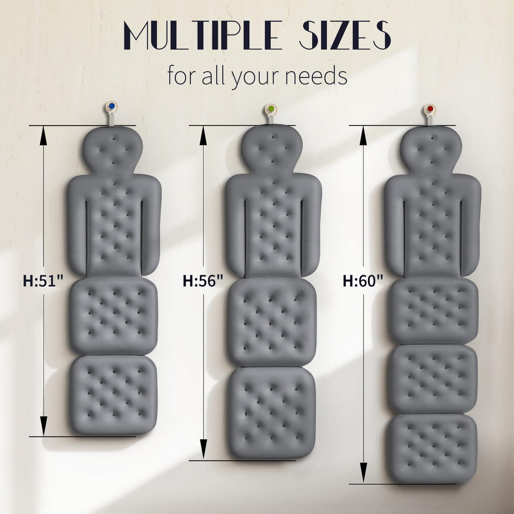 Full Body Bath Pillow for Bathtub, Thick Bathtub Cushion with Laundry Bag, Luxury Tub Pillow for Bath for Headrest Neck and Back Support Gray 51" x 16"