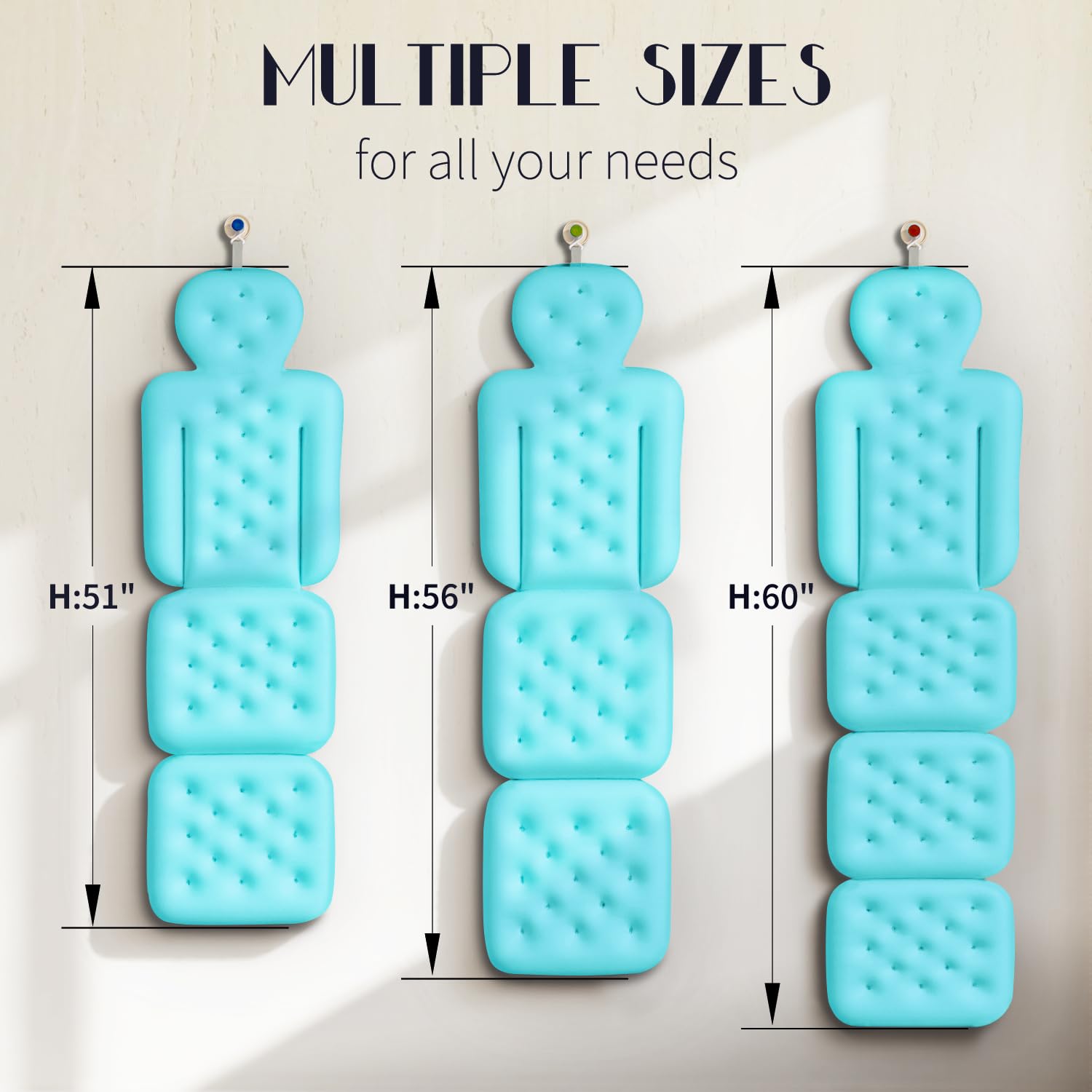 Full Body Bath Pillow for Bathtub, Thick Bathtub Cushion with Laundry Bag, Luxury Tub Pillow for Bath for Headrest Neck and Back Support Gray 51" x 16"