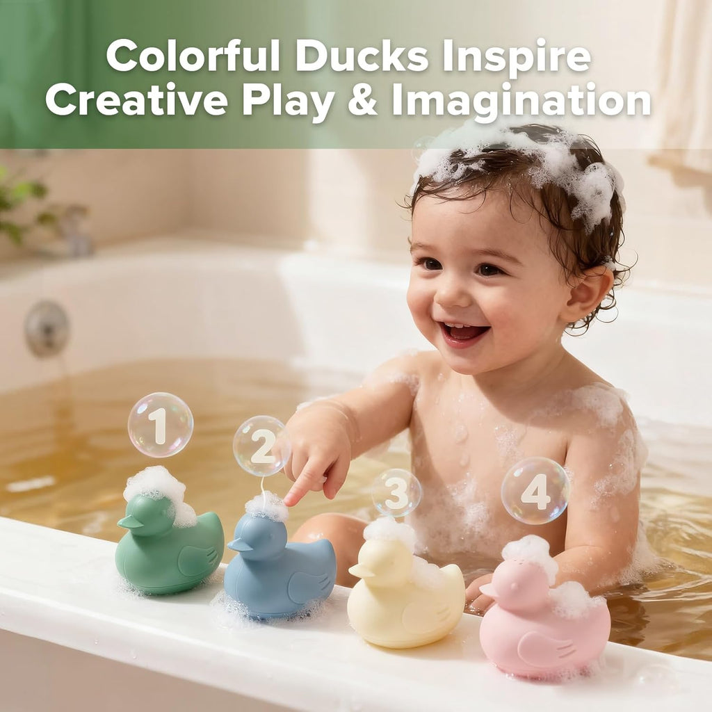 haakaa Dinky Splash Duck Silicone Baby Bath Toy, Detachable & Mold Free Food Grade Silicone Bath Ducks Toys, BPA-Free Squeeze Bathtub Toys,Floating Bath Tub Toys for Babies 6m+
