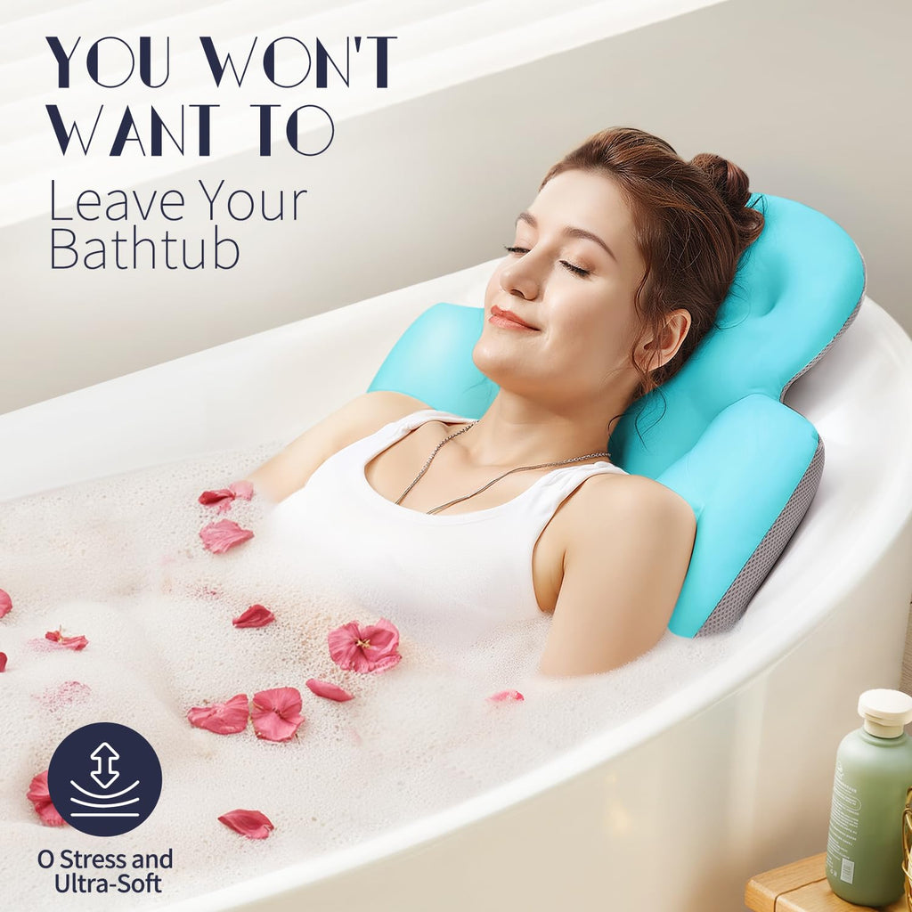 Full Body Bath Pillow for Bathtub, Thick Bathtub Cushion with Laundry Bag, Luxury Tub Pillow for Bath for Headrest Neck and Back Support Gray 51" x 16"