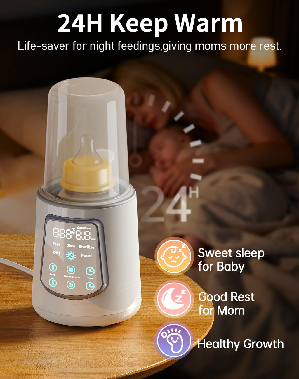Fast Baby Bottle Warmer for Breastmilk, Smart 12 in 1 Breast Milk Warmer for Baby Essentials with Timer Temperature Control, Sterili-zing, Water Bath Technology, Baby Warmer for All Bottles Pink
