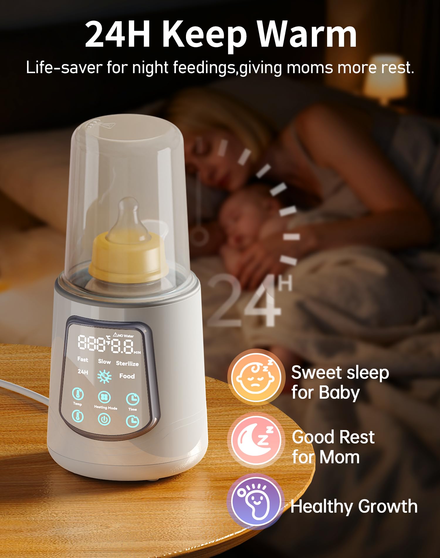 Fast Baby Bottle Warmer for Breastmilk, Smart 12 in 1 Breast Milk Warmer for Baby Essentials with Timer Temperature Control, Sterili-zing, Water Bath Technology, Baby Warmer for All Bottles Pink