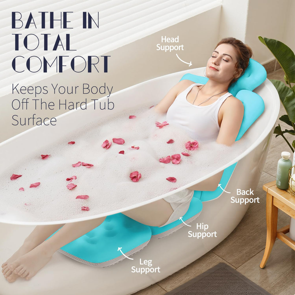 Full Body Bath Pillow for Bathtub, Thick Bathtub Cushion with Laundry Bag, Luxury Tub Pillow for Bath for Headrest Neck and Back Support Gray 51" x 16"