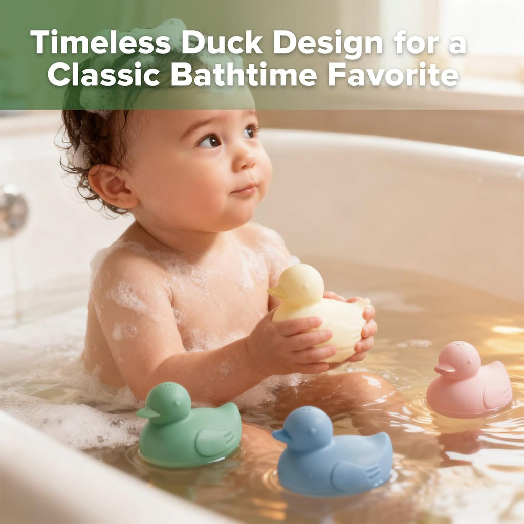 haakaa Dinky Splash Duck Silicone Baby Bath Toy, Detachable & Mold Free Food Grade Silicone Bath Ducks Toys, BPA-Free Squeeze Bathtub Toys,Floating Bath Tub Toys for Babies 6m+
