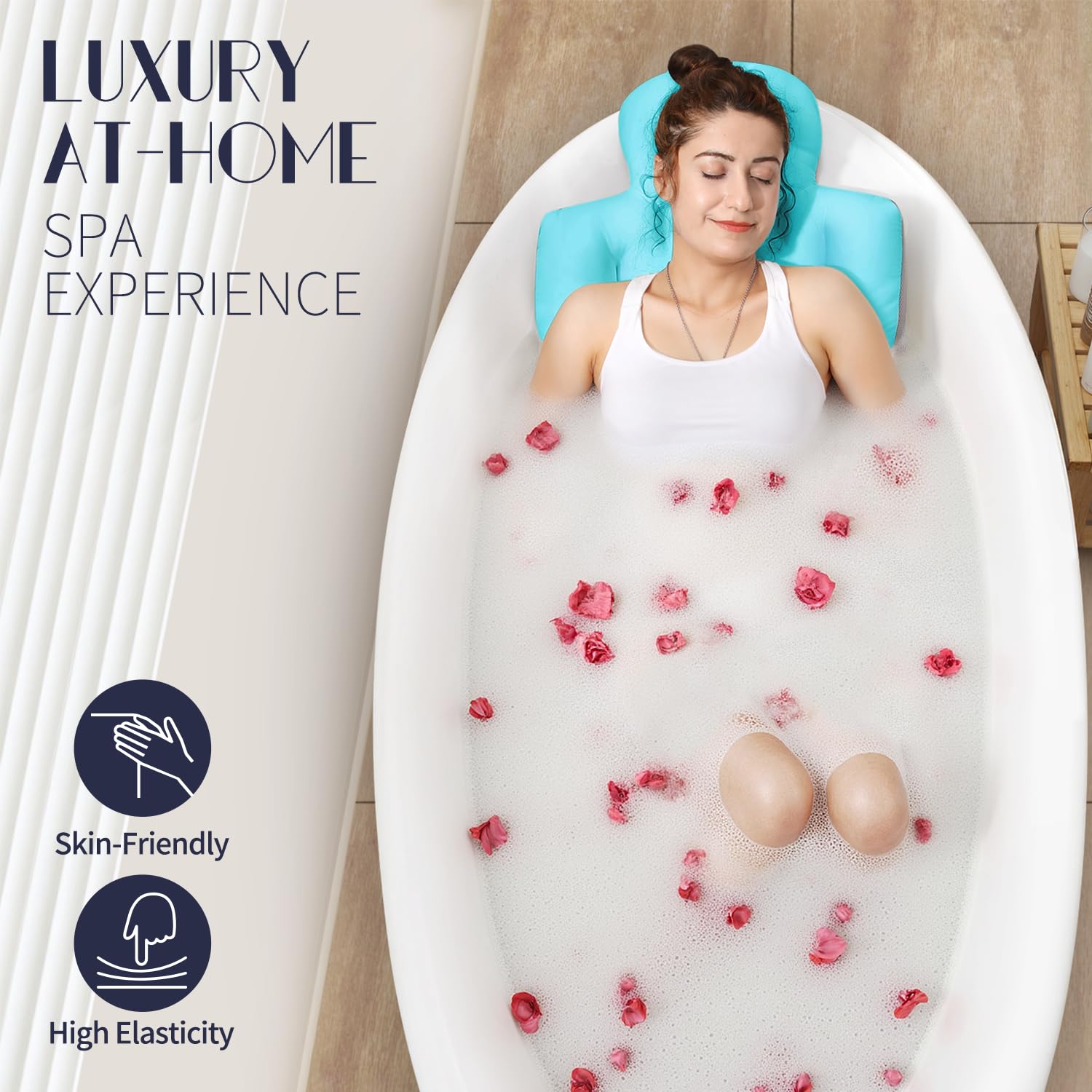 Full Body Bath Pillow for Bathtub, Thick Bathtub Cushion with Laundry Bag, Luxury Tub Pillow for Bath for Headrest Neck and Back Support Gray 51" x 16"