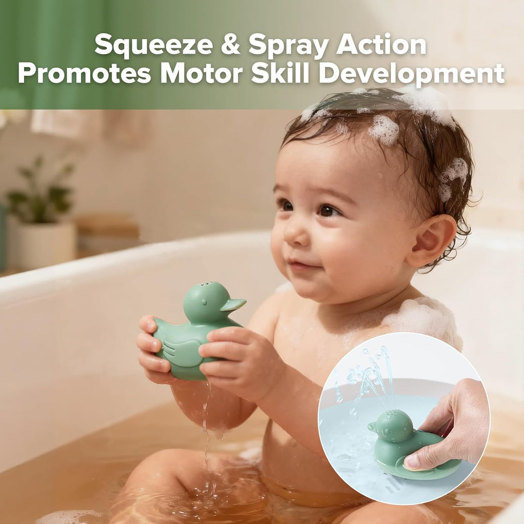 haakaa Dinky Splash Duck Silicone Baby Bath Toy, Detachable & Mold Free Food Grade Silicone Bath Ducks Toys, BPA-Free Squeeze Bathtub Toys,Floating Bath Tub Toys for Babies 6m+