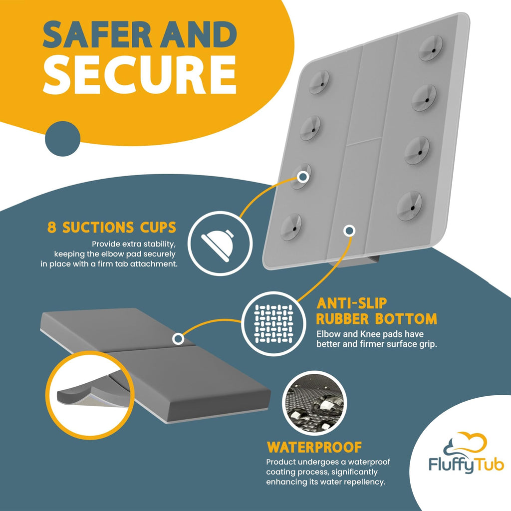 Bath Kneeler And Elbow Rest Pad Set, 2-Inch Thick Memory Foam, Water-Resistant, with Toy Organizer