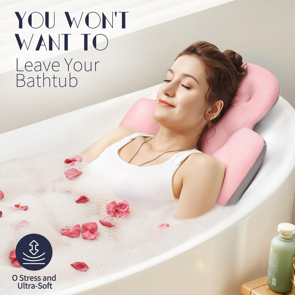 Full Body Bath Pillow for Bathtub, Thick Bathtub Cushion with Laundry Bag, Luxury Tub Pillow for Bath for Headrest Neck and Back Support Gray 51" x 16"