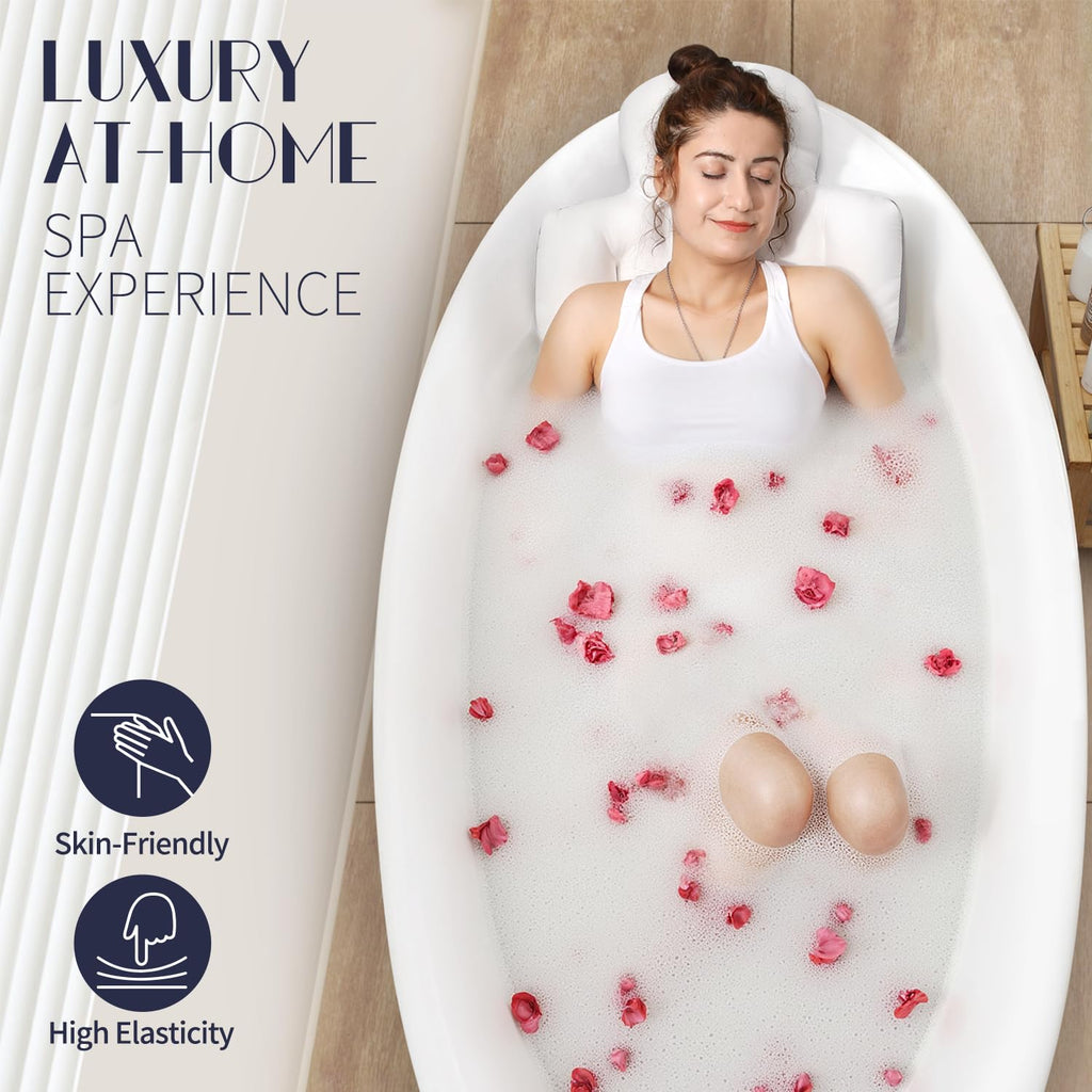 Full Body Bath Pillow for Bathtub, Thick Bathtub Cushion with Laundry Bag, Luxury Tub Pillow for Bath for Headrest Neck and Back Support Gray 51" x 16"