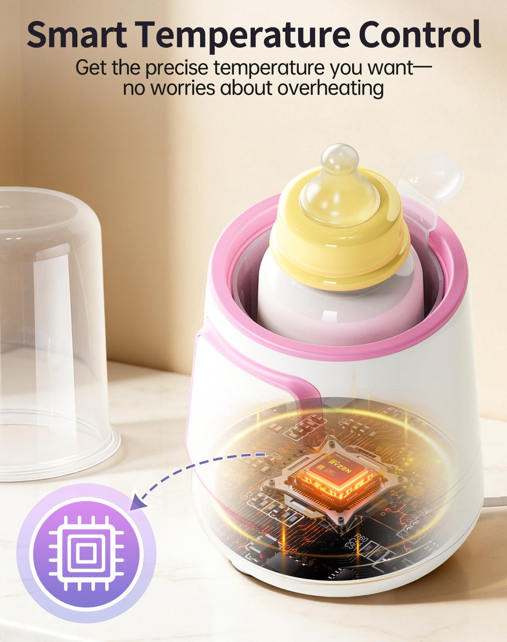 Fast Baby Bottle Warmer for Breastmilk, Smart 12 in 1 Breast Milk Warmer for Baby Essentials with Timer Temperature Control, Sterili-zing, Water Bath Technology, Baby Warmer for All Bottles Pink