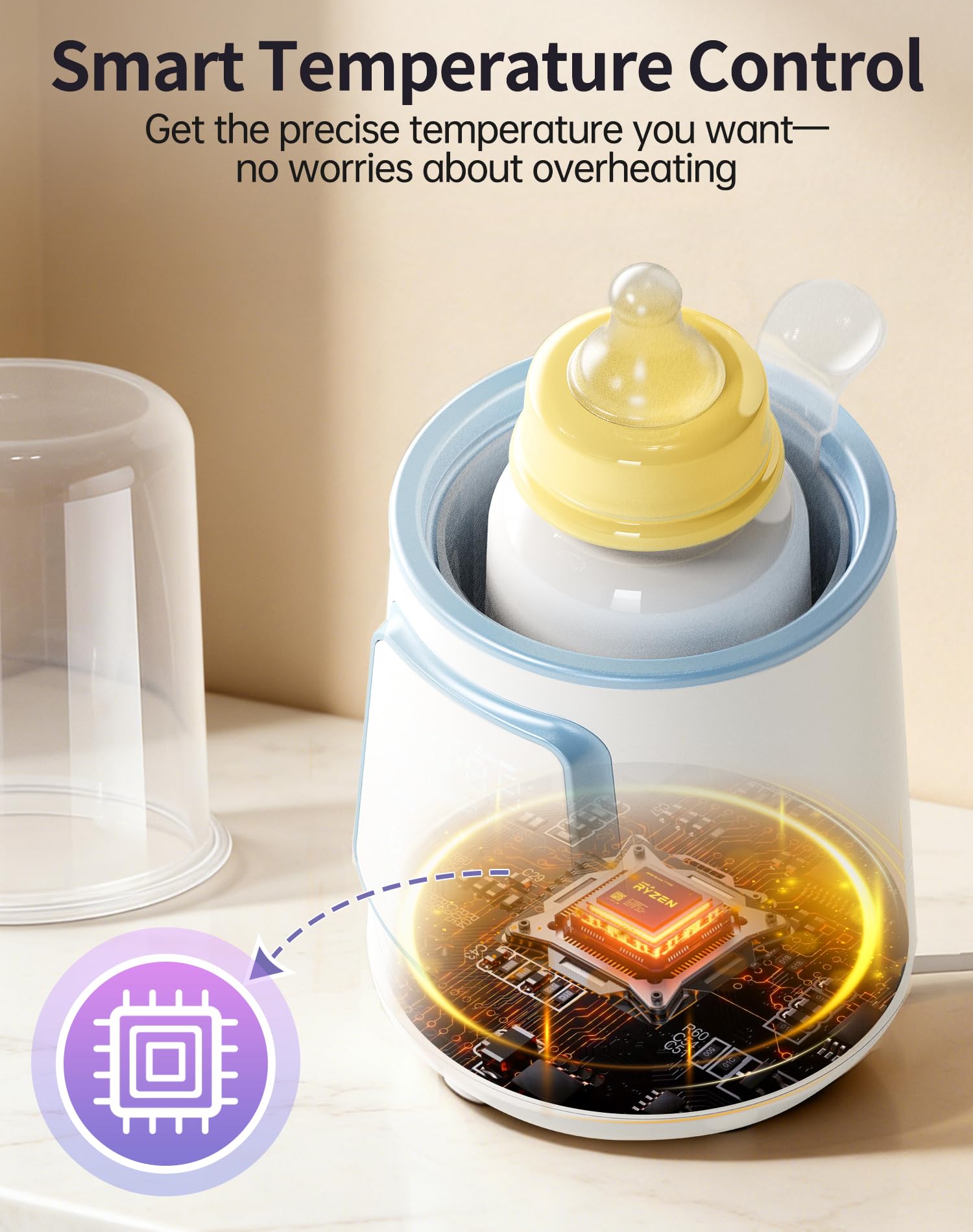 Fast Baby Bottle Warmer for Breastmilk, Smart 12 in 1 Breast Milk Warmer for Baby Essentials with Timer Temperature Control, Sterili-zing, Water Bath Technology, Baby Warmer for All Bottles Pink