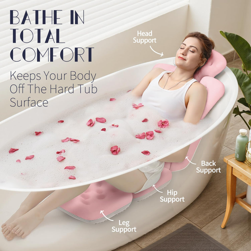Full Body Bath Pillow for Bathtub, Thick Bathtub Cushion with Laundry Bag, Luxury Tub Pillow for Bath for Headrest Neck and Back Support Gray 51" x 16"