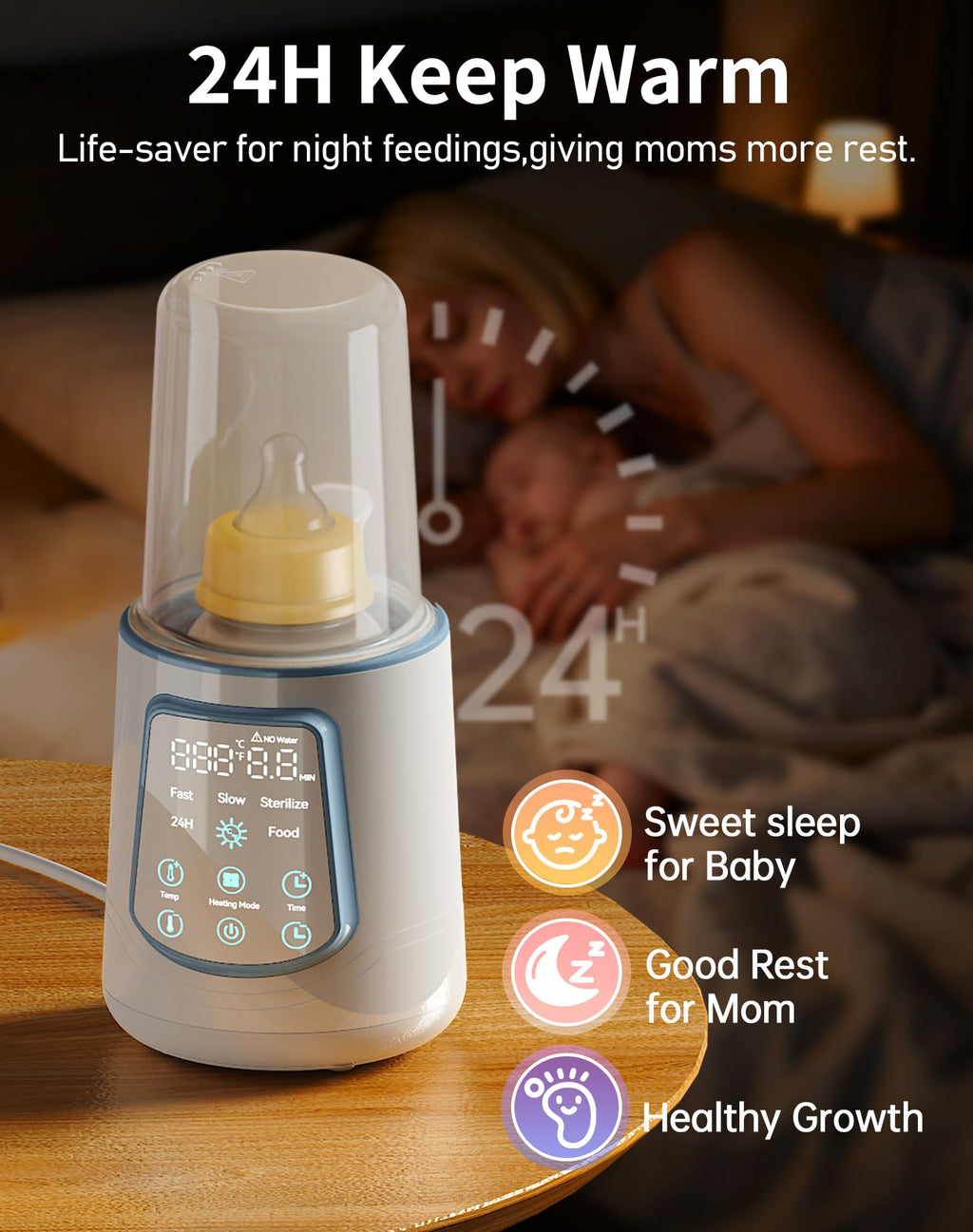 Fast Baby Bottle Warmer for Breastmilk, Smart 12 in 1 Breast Milk Warmer for Baby Essentials with Timer Temperature Control, Sterili-zing, Water Bath Technology, Baby Warmer for All Bottles Pink