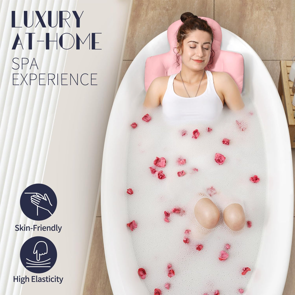 Full Body Bath Pillow for Bathtub, Thick Bathtub Cushion with Laundry Bag, Luxury Tub Pillow for Bath for Headrest Neck and Back Support Gray 51" x 16"