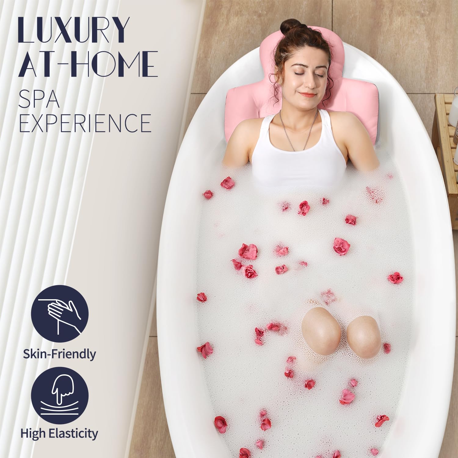 Full Body Bath Pillow for Bathtub, Thick Bathtub Cushion with Laundry Bag, Luxury Tub Pillow for Bath for Headrest Neck and Back Support Gray 51" x 16"