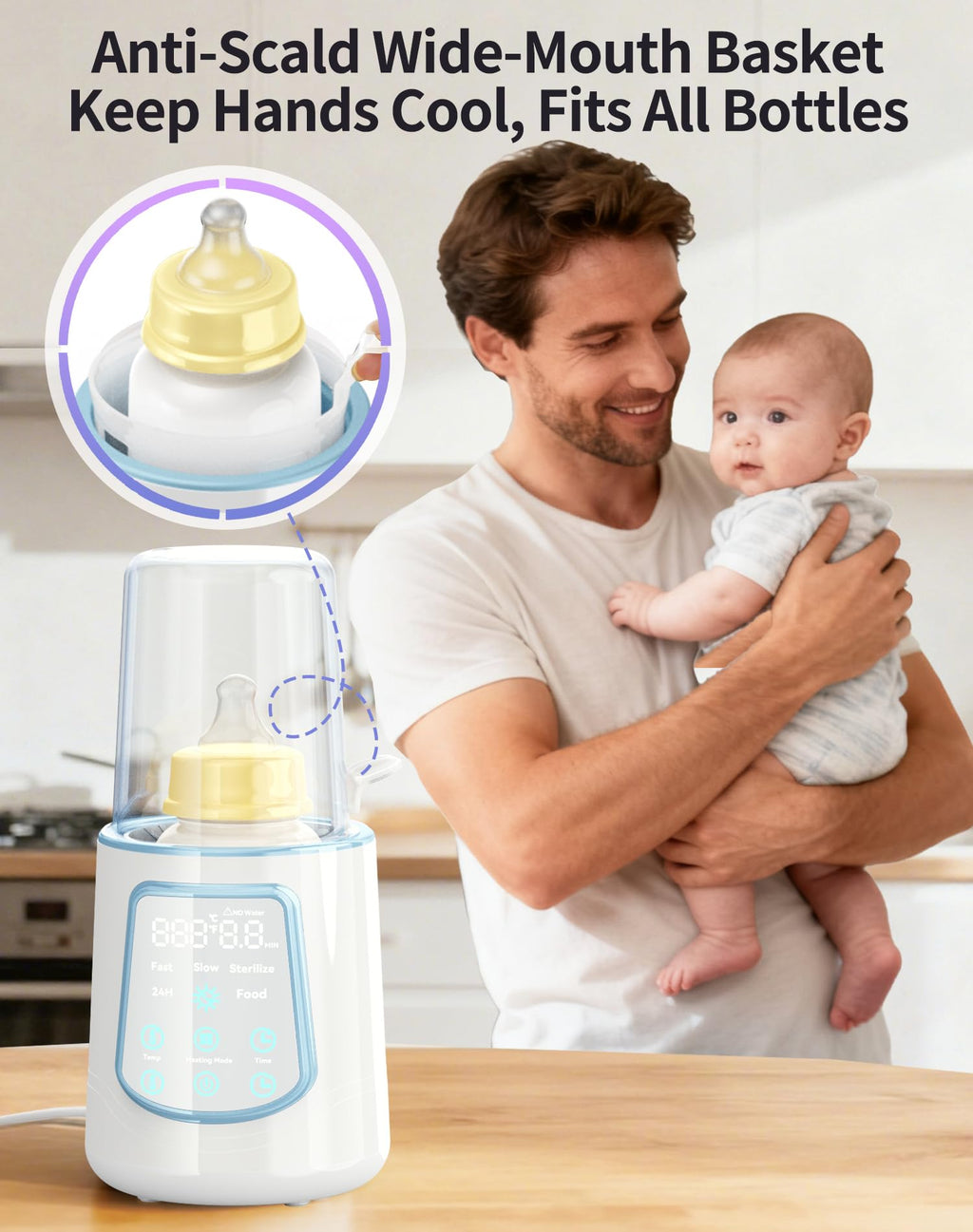 Fast Baby Bottle Warmer for Breastmilk, Smart 12 in 1 Breast Milk Warmer for Baby Essentials with Timer Temperature Control, Sterili-zing, Water Bath Technology, Baby Warmer for All Bottles Pink