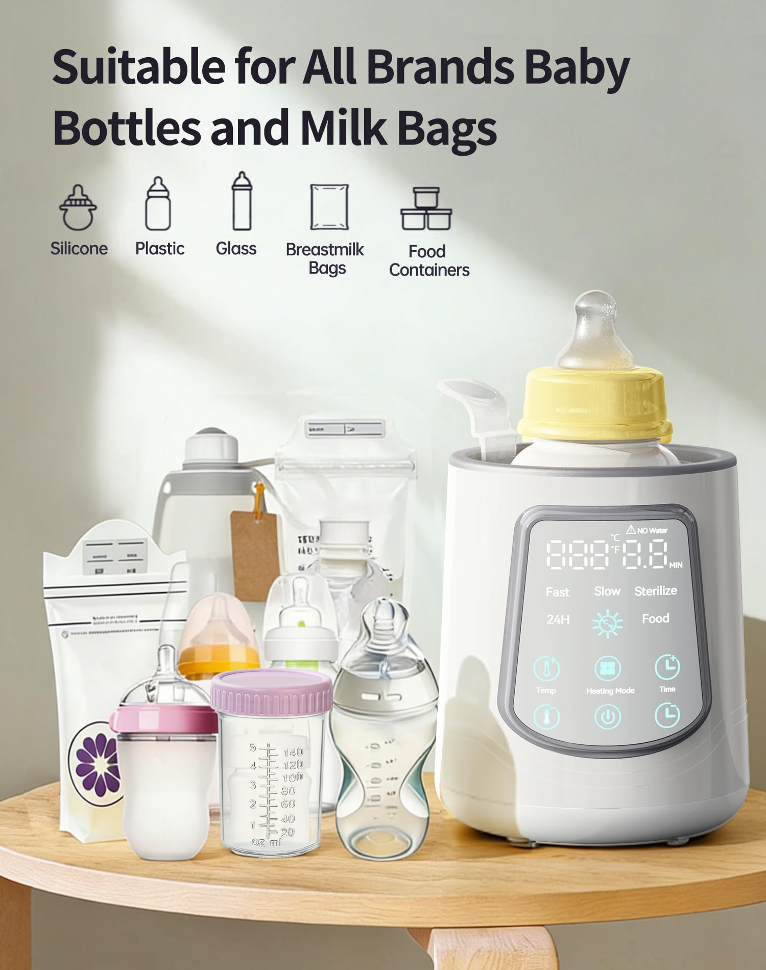 Fast Baby Bottle Warmer for Breastmilk, Smart 12 in 1 Breast Milk Warmer for Baby Essentials with Timer Temperature Control, Sterili-zing, Water Bath Technology, Baby Warmer for All Bottles Pink