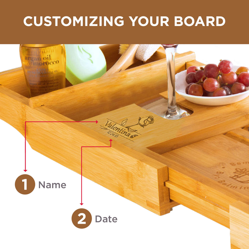 Wooden Bathtub Tray - Foldable & Expandable Bamboo Bath Tray for Tub with Wine Holder, Book & Tablet Stand - Bath Caddy Tray for Bathtub, Spa Bath Accessories, Tub Tray Table, (Brown)